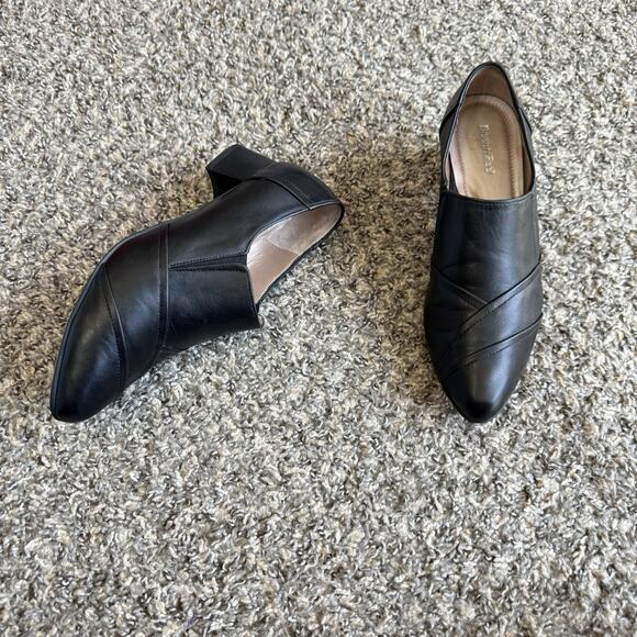 BEAUTIFEEL Black Soft Leather Slip On Low Block Heel Classic Pumps 37 US 6-6.5
